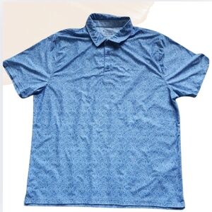 Ben‎ Sherman Sport Polo Shirt XXL Blue Music Instrument Pattern Short Sleeve